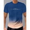 Summer Round Neck 3D Gradient Letters Print Top Fashionable Casual Short Sleeved Men's T-shirts