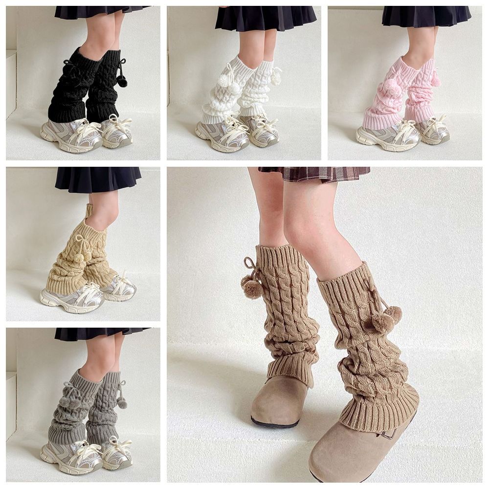 

Balletcore Knitted Leg Cover JK Plush Ball Leg Socks Cute Children s Leg Warmers Girls рожевий