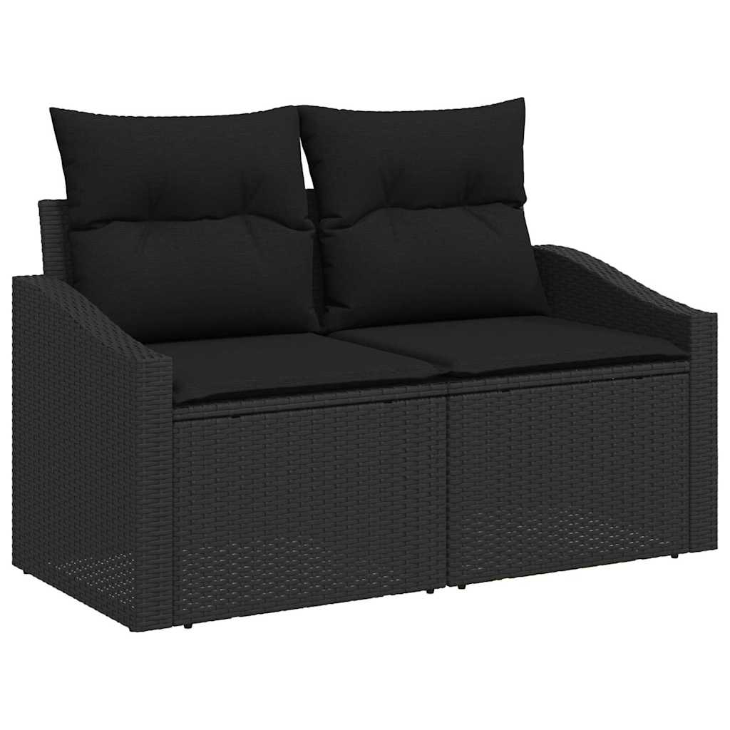 Garden Sofa Set with Storage 6 pcs Black Poly Rattan