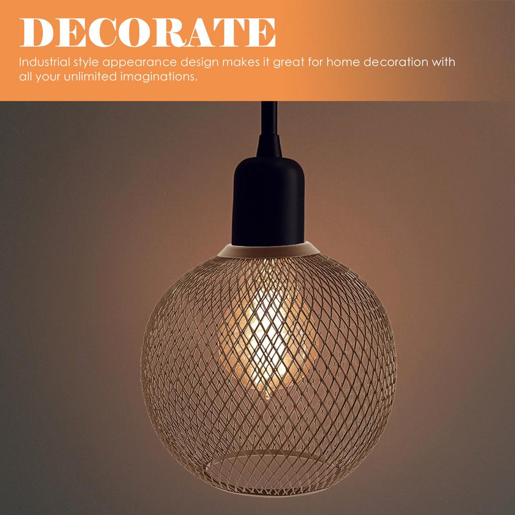 Iron Wire Lampshade Spherical Hollow Design Metal Lamp Shade for Hanging Pendant Ceiling Lamps Vintage Decorative Light Cover