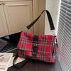 Tejido a Cuadros Estilo Locomotora Retro Bolsos de Hombro para Mujer Gran Capacidad Bolso de Mano Femenino Bolso Cruzado Versátil Casual para Damas