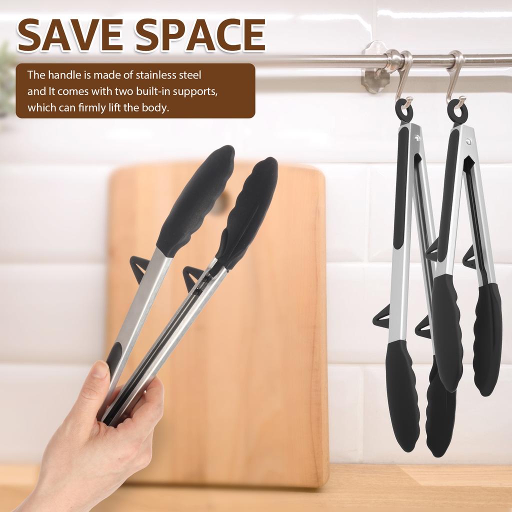 3 Pcs Kitchen Tongs Silicone Food Tongs Non Stick Cooking Serving Tongs Heat Resistant BBQ and Cooking Tools for Kitchen Gadgets
