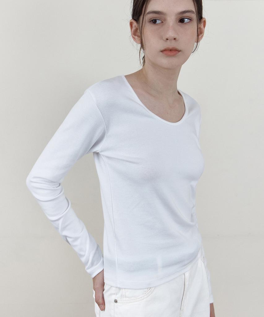 WEDNESDAYOASISFORWOMEN Soft Scoop Neck Long Sleeve T-Shirt_Ivory(Wb6Tp46)