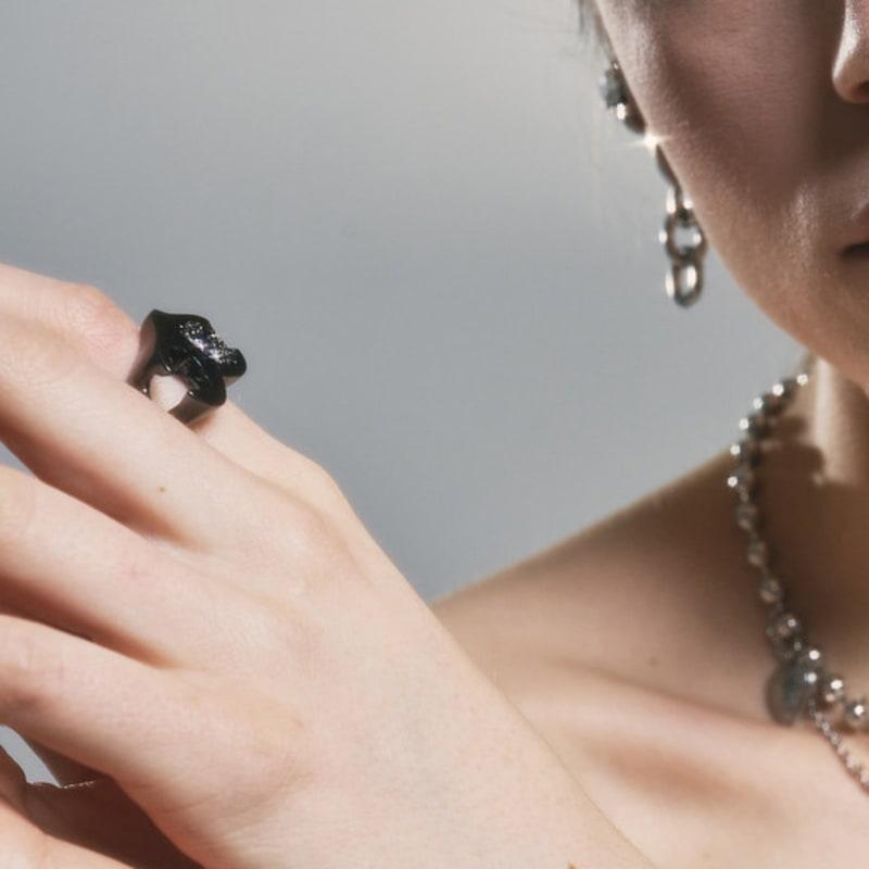 SENTIMENTS NO.307 [BLACK] HEART METEOR RING