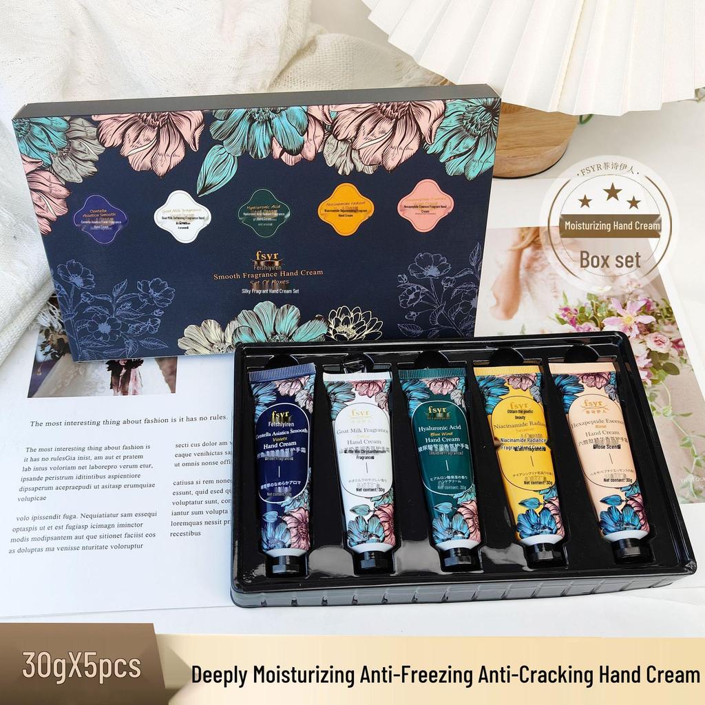 Fesiyiren Silky Floral Hand Cream Set: High Moisture, Hydrating, Fragrant Five-Piece Gift Box
