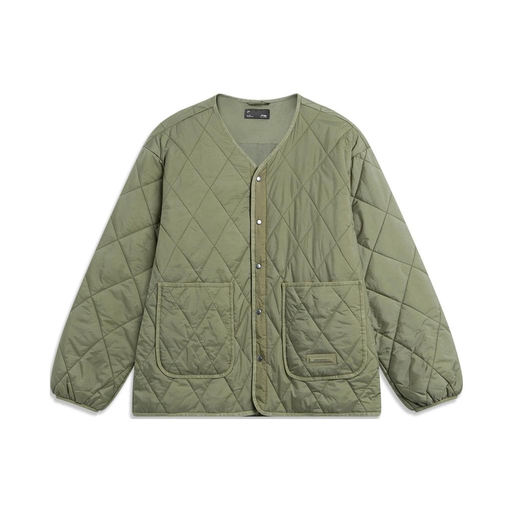 Li Ning CF Pure Color Single-Breasted Long Sleeve Cotton Jacket Unisex jackets Muddy-Olive AJMT243-2