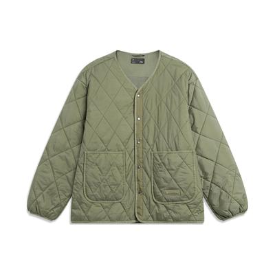 Jaqueta de Algodão Li Ning CF Cor Pura de Botão Único Manga Longa Unissex Jackets Verde-Oliva Sujo AJMT243-2