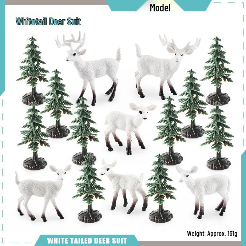 Simulated Christmas Reindeer and White-Tailed Deer Ornament Set