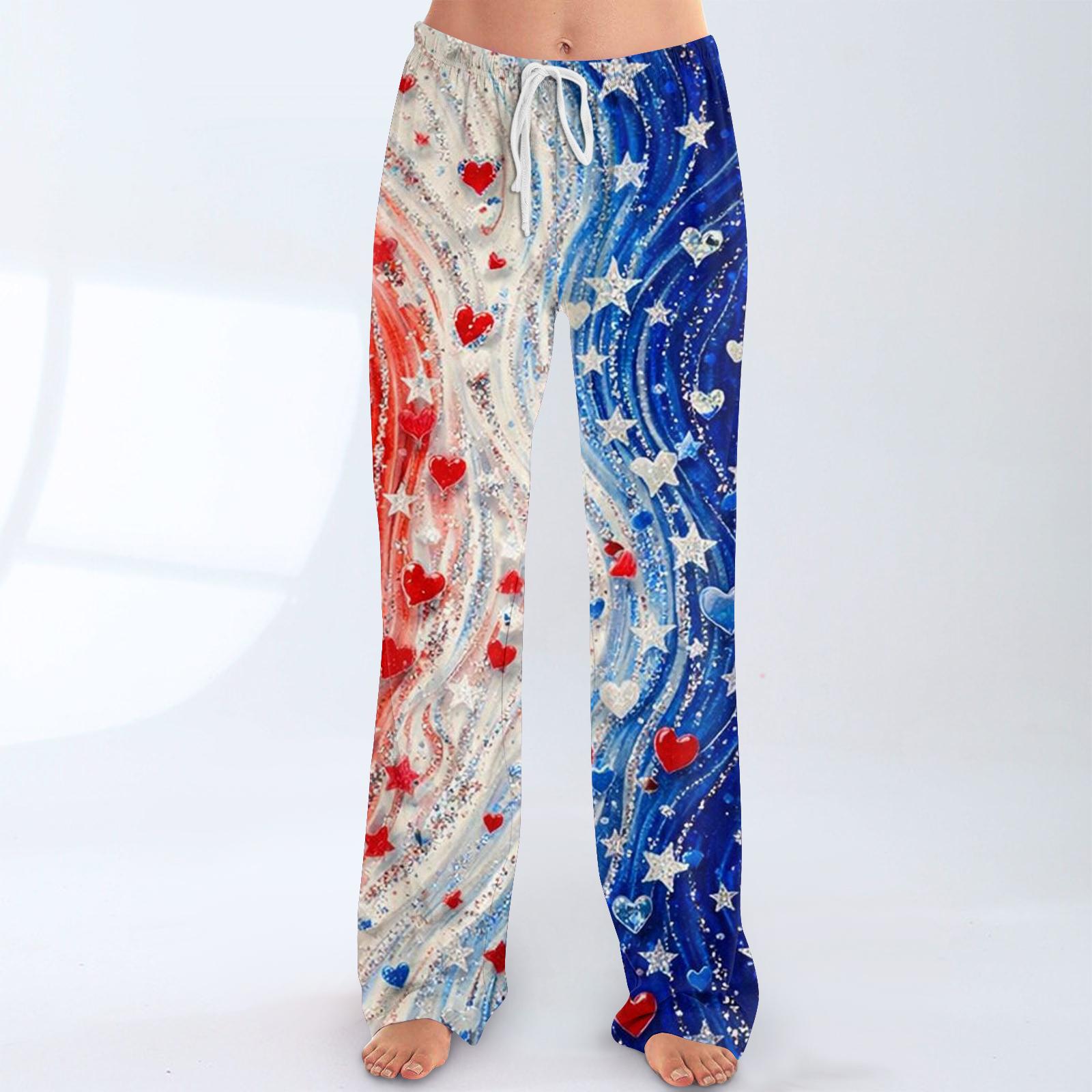 

Women s Fashion Loose-Fit Drawstring Elastic Waist Casual Printed Pants XL небо синє кольору
