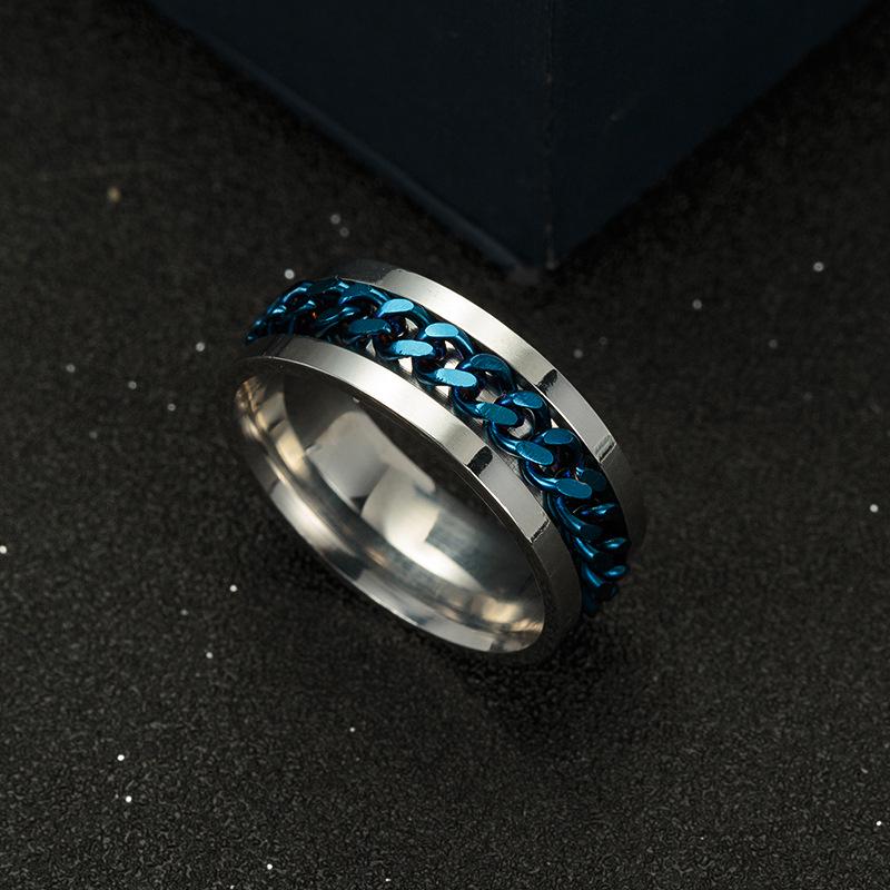 Men's Titanium Steel Chain Rotating Ring Jewelry