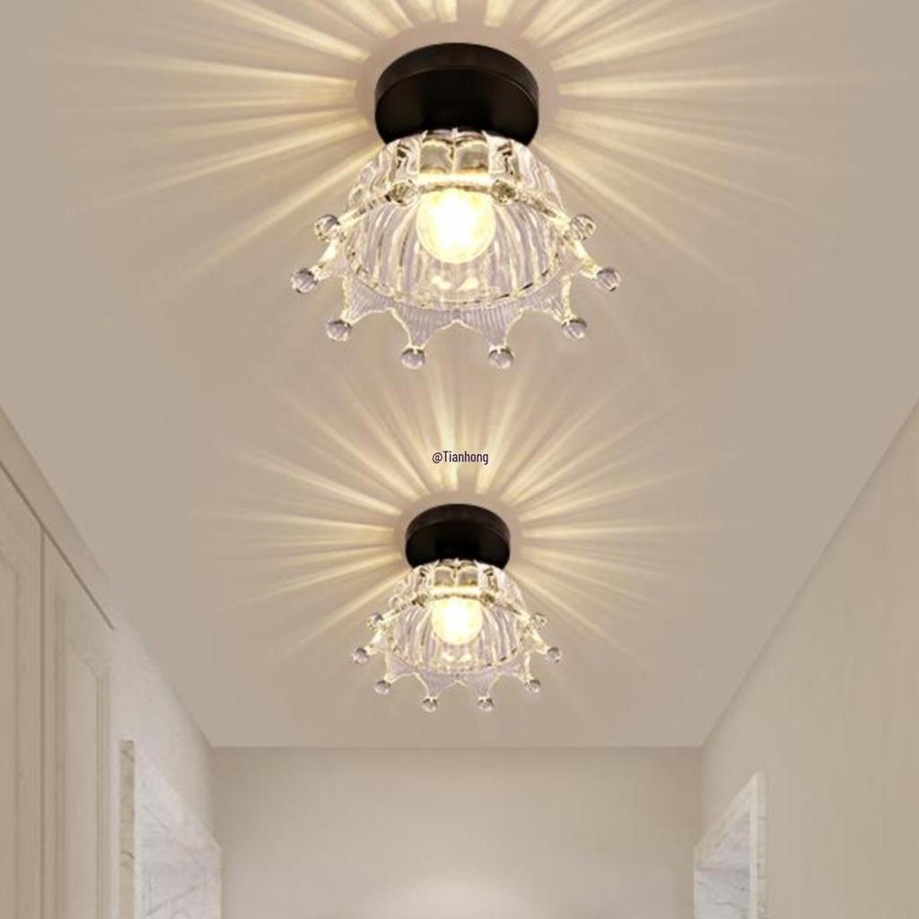 Modern Minimalist Chinese Style Crystal Ceiling Light for Corridor, Foyer, Entrance, and Balcony