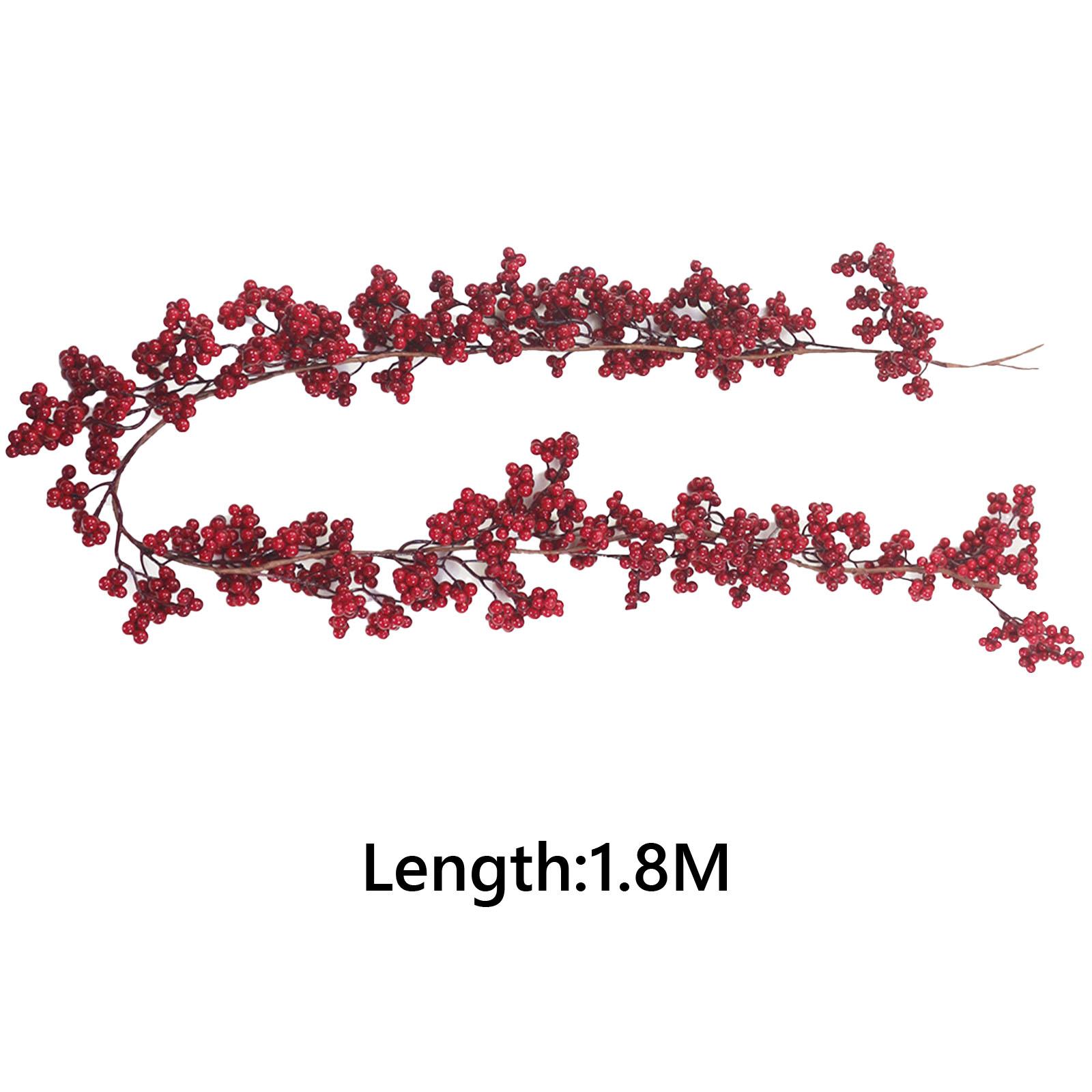 

Artificial Red Berry Garland Christmas Decor Anti-scratch Xmas Wreath Easy Setup New Year Party Outdoor Winter Wall Ornaments