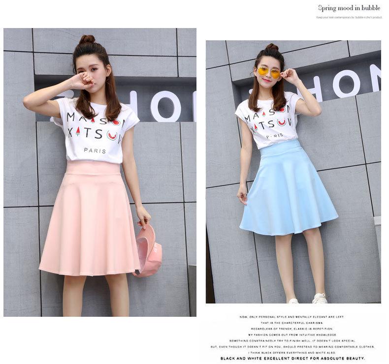 High Waist A-line Midi Skirt – Elastic, Slimming, Versatile, and Perfect for Dance & Sailor Styles