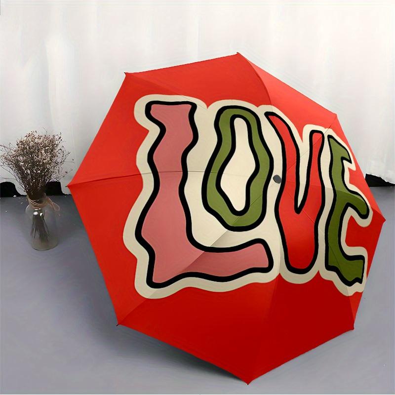 1pc Love, Graphic Folding Umbrella , 8 Ribs Casual Durable Lightweight Portable Travelling Umbrella For Men & Women Yy250728083