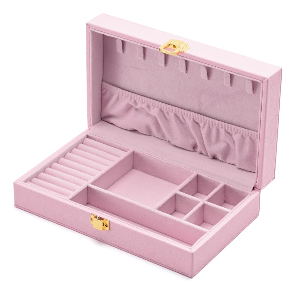 Custom Logo Luxury PU Leather Jewelry Boxes Portable Multi-grid Flip Top Jewelry Storage Box for Ring Necklace Earring