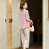 Pastel New Chinese Style Embroidered Blouse & Pants Set