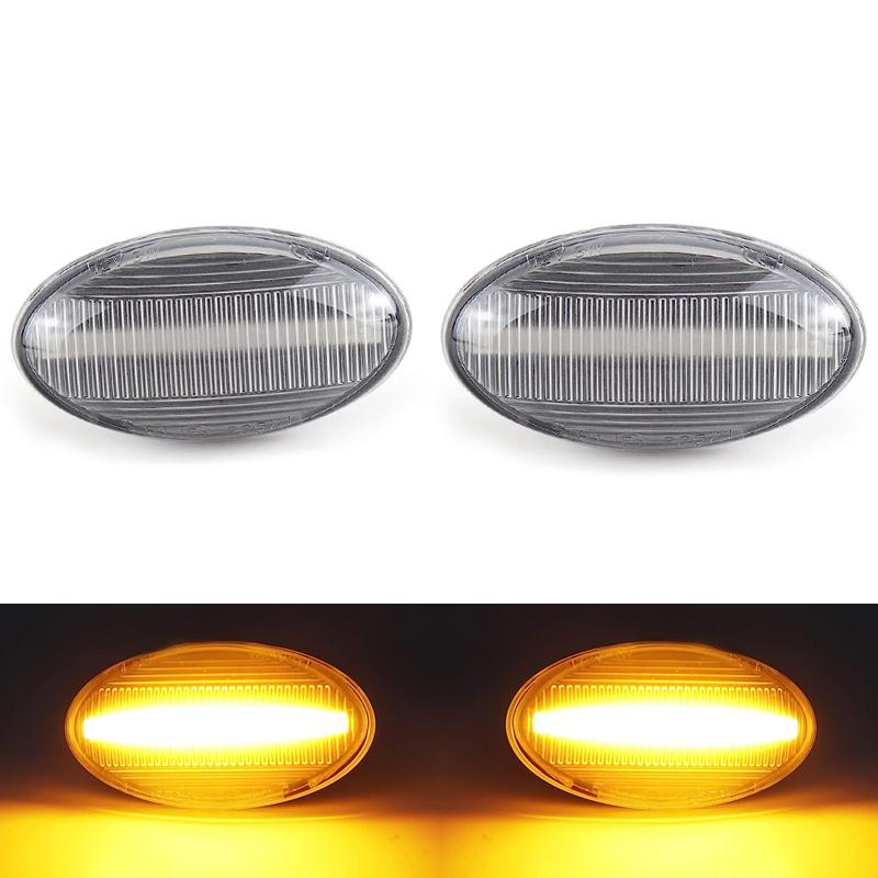 

For Mini Cooper R50 R52 R53 Clear & Smoked Lens LED Side Marker Lamp Fender Turn Signal Dynamic Amber Lights