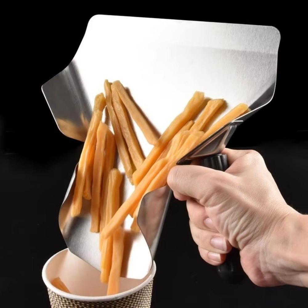 Edelstahl Verpackungsschaufel Einzel-/Doppelgriff Pommes Schaufel Lader Küchengerät