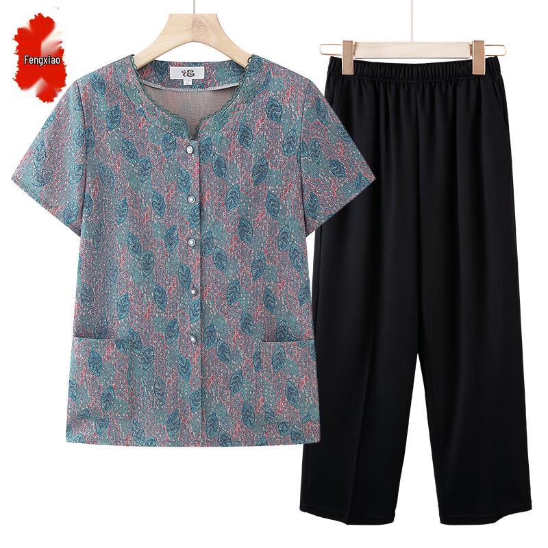 Elderly Women's Summer Short-Sleeve Shirt Set
