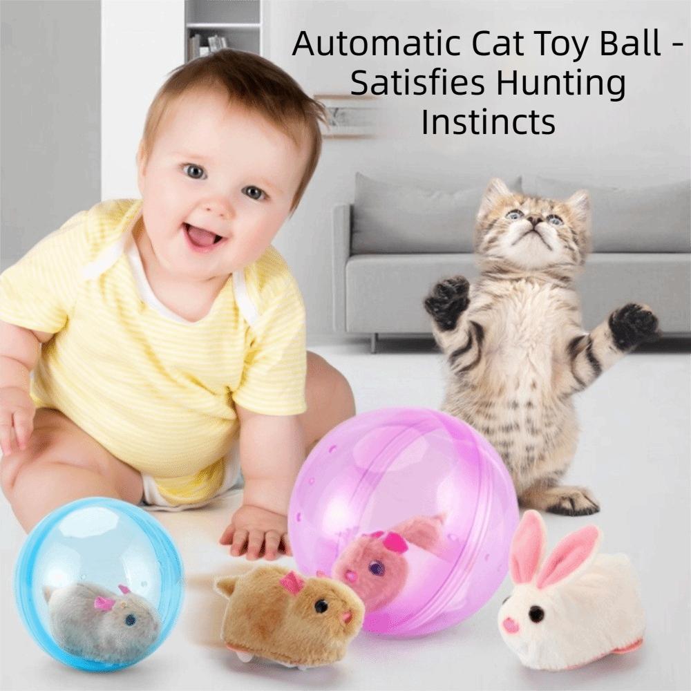 Transparent Cat Chasing Ball Built-in Plush Animal Plastic Hamster Chasing Ball Realistic Rabbit Rabbit Rolling Ball