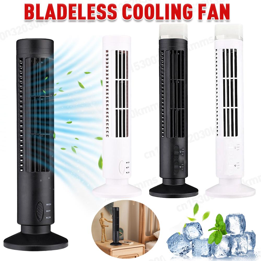 LED Tower Fan Bladeless Tower Fan 90 Degree Oscillating Quiet Portable USB Electric Desk Fan with Light for Home Bedroom Office