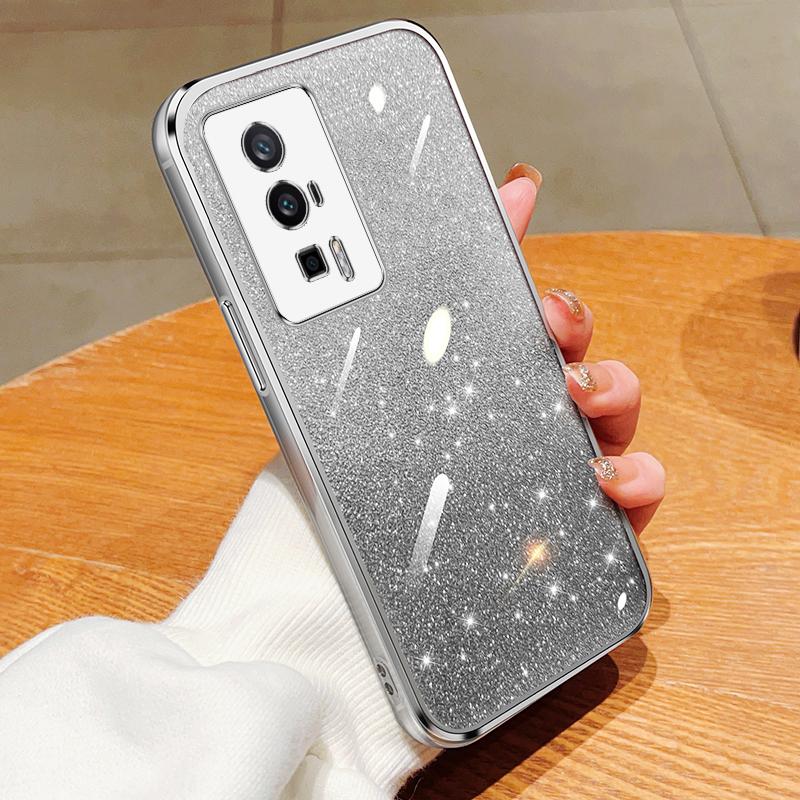 KEYSION Luxury Plating Glitter Phone Case for Xiaomi POCO F5 Transparent Soft TPU Shockproof Back Cover for POCO F5 Pro
