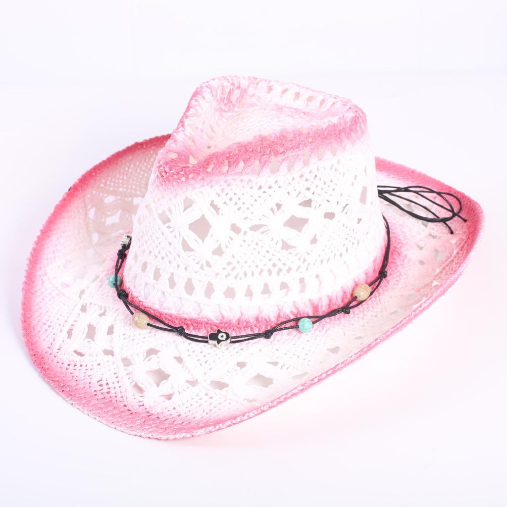 Beliebter europäischer und amerikanischer klassischer hohler westlicher Cowboyhut Herren- und Damen-Mode Urlaubs-atmungsaktiver Sonnenschutz-Strohhut