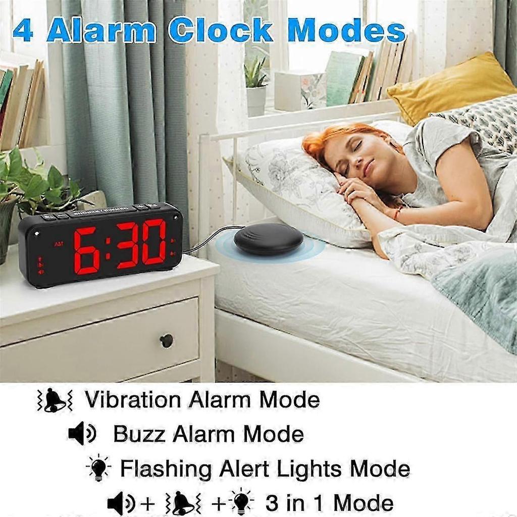 Extra Loud Alarm Clock with Bed Shaker for Heavy Sleepers, 6.5" Large Display