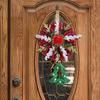 Christmas Wreath Decoration Red Artificial Poinsettias Buffalo Plaid Wreath with Star/Tree Ornament for Wall Window Porch Door Indoor Outdoor Decor