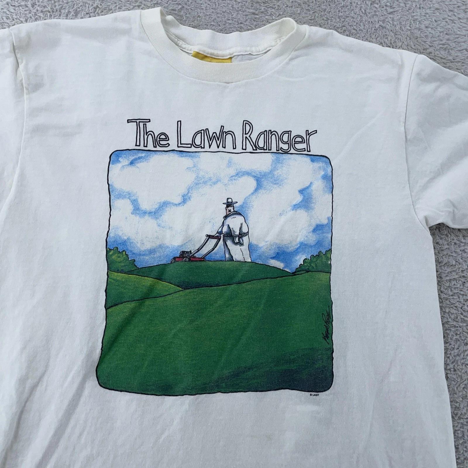 Vtg The Lawn Ranger Cartoon Shirt Mens M/L Kevin Pope Lone Comic Mowing Tee S