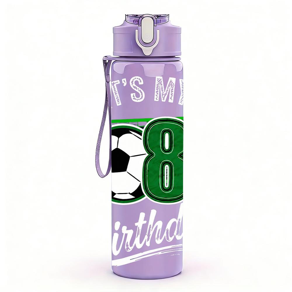 1PC Number Eight Soccer Birthday Mark 750ml Color Plastic Water Bottle Leakproof Flip Straw Lid For Sports Office Home Use