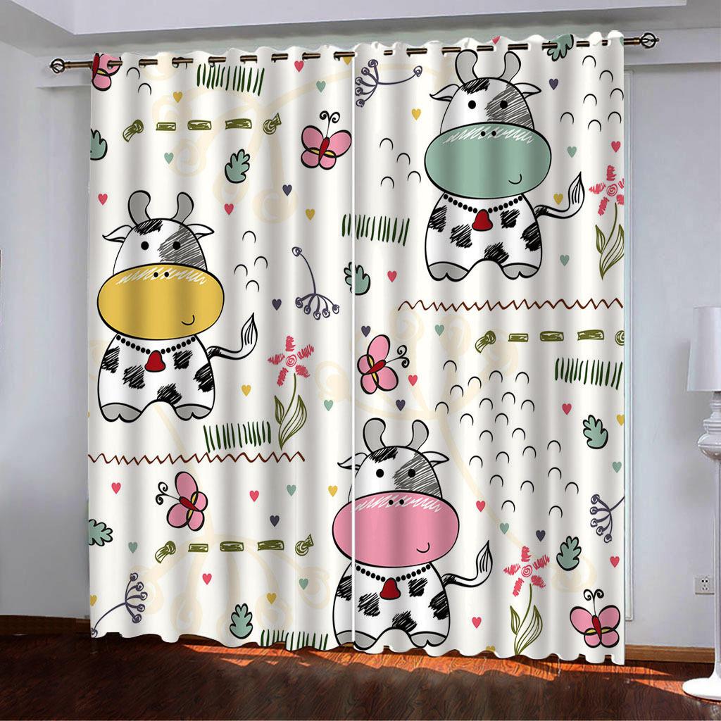 

High Density Blackout Curtains Cartoon Rabbit Cat Floral Cute 3D Digital Printing Blackout Curtains 140*100