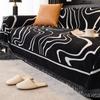 Black Chenille Sofa Cover Cloth Four Seasons General Fabrics Sofa Towel Full Covered Universal Non-Slip Cover Blanket