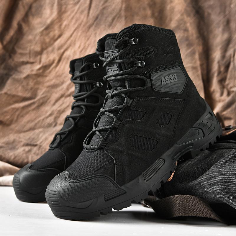 New Military Boots High-top Large-size Breathable and Wear-resistant Outdoor Camping Camping Hiking Tactical Boots Hiking Shoes