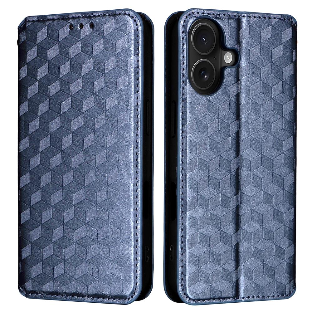 For iPhone 17 Case Wallet Rhombus Imprinted Leather Phone Cover