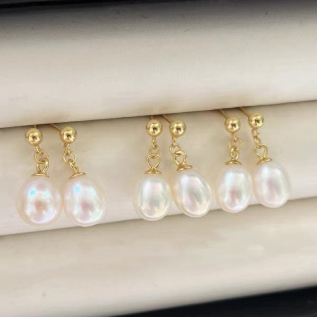 Water drop pearl earrings women's 2024 new trendy temperament baroque earrings silver needle earrings light luxury niche wholesale