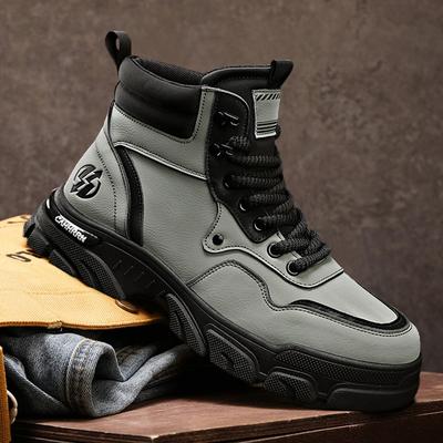 Autumn New Martin Boots Men's Locomotive Tooling Boots Thick-soled Versatile High-top Rhubarb Boots Trendy Men's Shoes