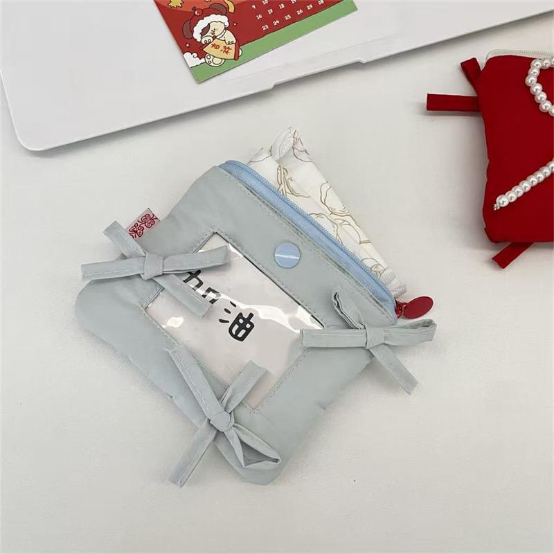 Cute Bow Card Holder Coin Purse Storage Bag Photocard Holder Idol Photo Display Storage Protect Cover Keyring Pendant Bag Charms