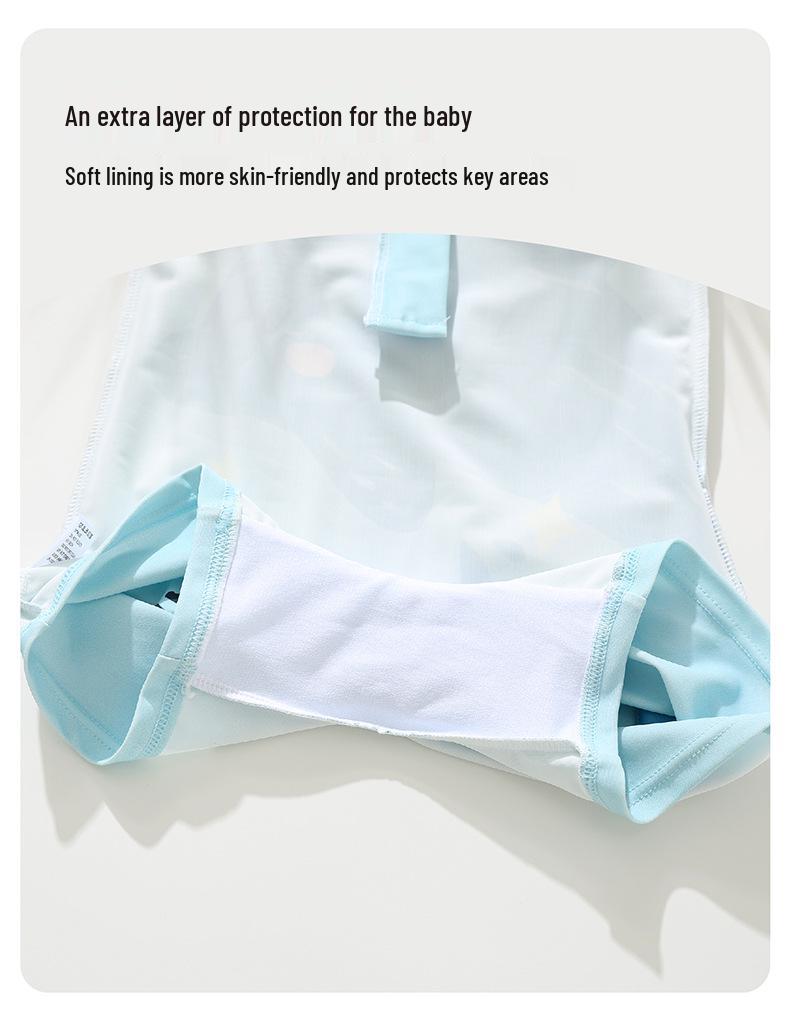 2026 New Boys' Korean Style Cartoon One-Piece Boxer Swimsuit, Ages 1-5, Quick-Drying, Cute Design