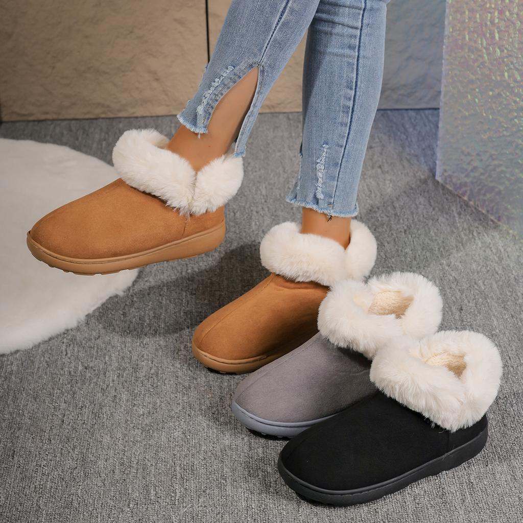 Fashion Shoes for Women New Autumn Winter Retro Snow Boots Women Warm Short Plush Loafers Designer Flat Nude Women Boots Botas De Mujer