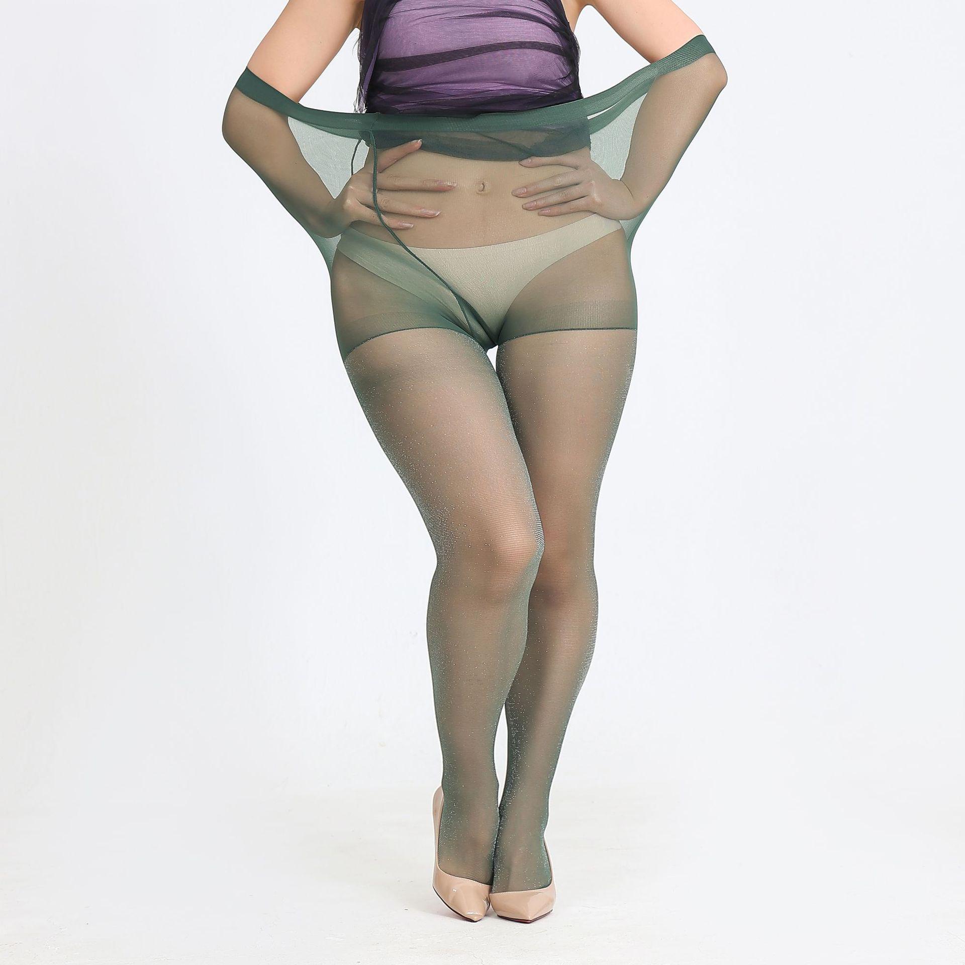 

Extra Large Bright Tights For Women Sexy Shiny High-Waist Pantyhose Female For 50-150Kg Long Socks Solid Color Summer Stockings One Size