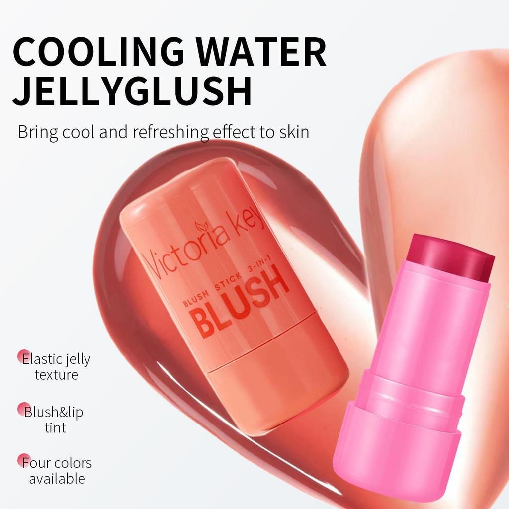 Jelly Blush Stick: Moisturizing Shimmer, Natural Contouring, Dual-use for Lips and Cheeks, Long-lasting Makeup, Highlight Rouge Cream