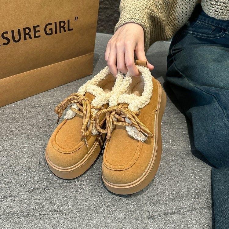 

Женские зимние модные универсальные легкие теплые непродуваемые утепленные сноубутсы на толстой подошве, нескользящие износостойкие повседневные кроссовки, хлопковые ботинки 40 верблюд