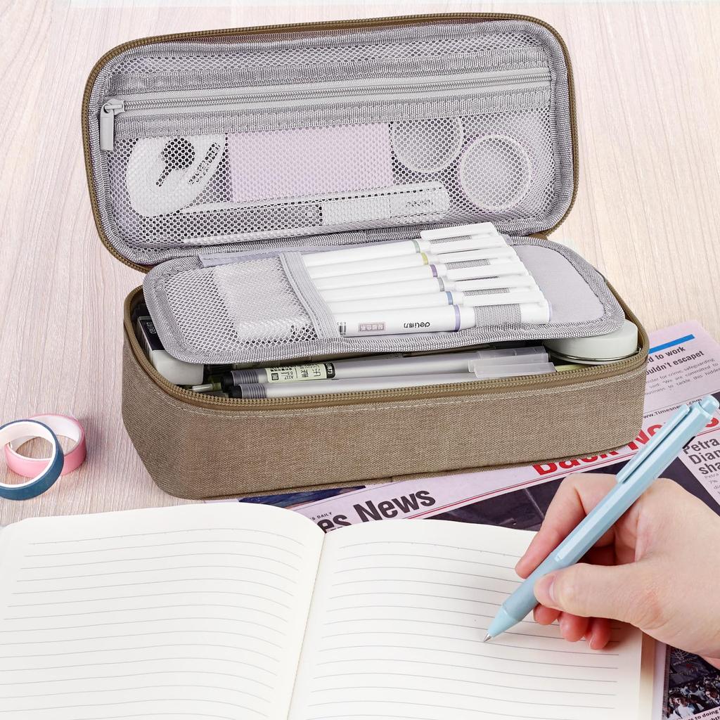 WEMATE Large Capacity Pencil Stylish Zippered Pen Powerful Organization and Gadget Storage Business For Elementary School High School and College