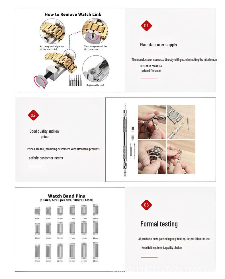 Multifunctional Wristwatch Repair Kit: Time Adjustment, Strap Repair, Connection Disassembly Tool Set