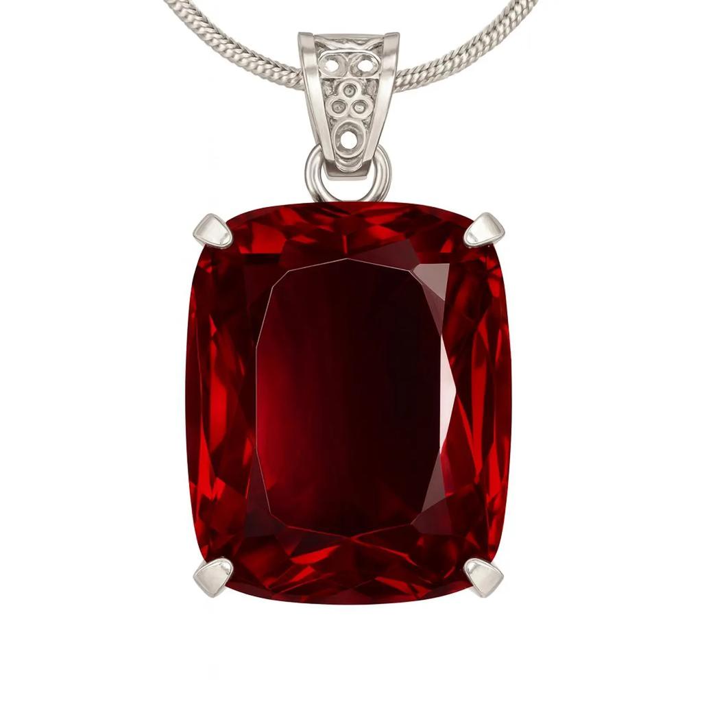 Natürlicher roter Topas Kissen geschliffen Anhänger in 925er Sterlingsilber, 95 Karat