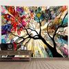 Buntes florales Baum-Wandteppich Lebendiges Wandbehang für Schlafzimmer- und Wohnzimmer-Dekoration Ideales Geschenk für Kunstliebhaber