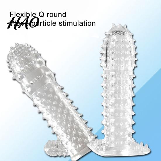 Male Condoms 5Pcs/Set Men External Use Soft Transparent Sexual Stimulation Sex Toy Large Particles Penis Sleeves Spike for Couple