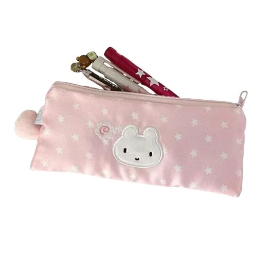 Student Stationery Bag Star Pattern Multi-Tiered Design Zipper Closure Sustainable Desk Organizer School Supplies