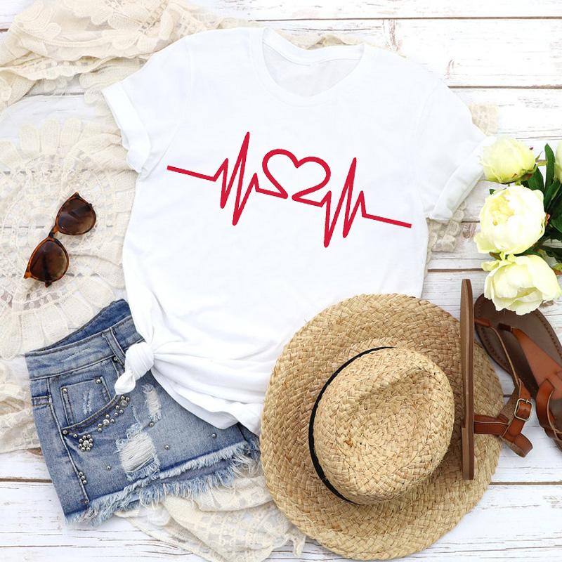 Fashion Women T-Shirts Graphic Baseball Basketball Heartbeat Tops Femme Tshirt Harajuku Summer O-Neck Casual Tee Ladies Clothing